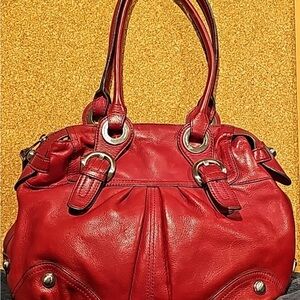 B. Makowsky Red Leather Shoulder Bag
